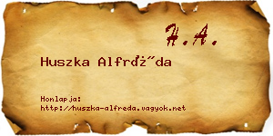 Huszka Alfréda névjegykártya